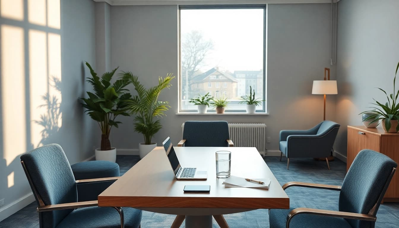 Interaktiver Arbeitsplatz von Headhunter Hagen mit modernem Büromobiliar.