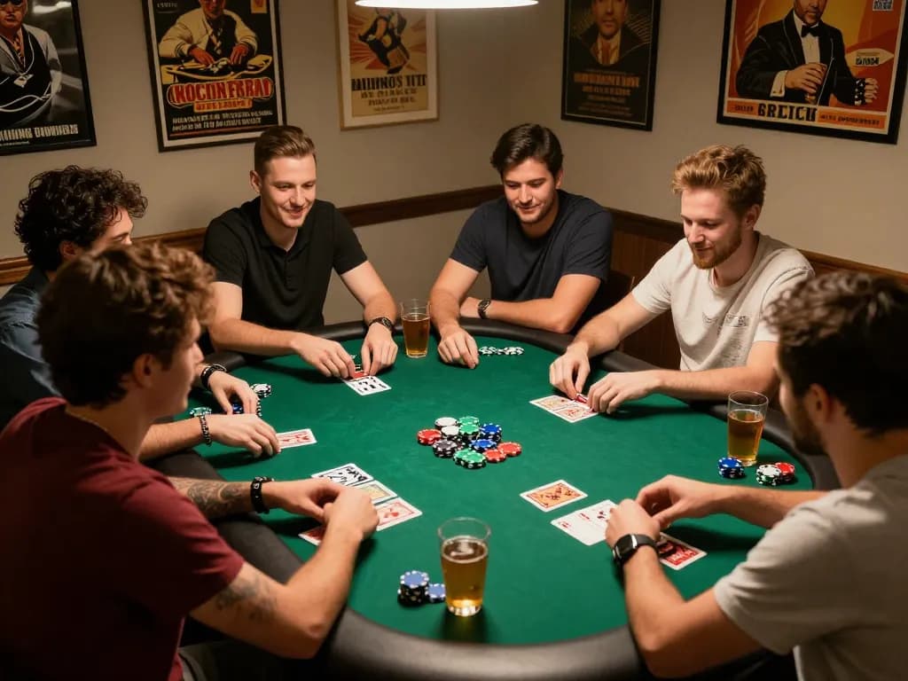 Poker players gather for a fun night with 888new involved in strategic gameplay.