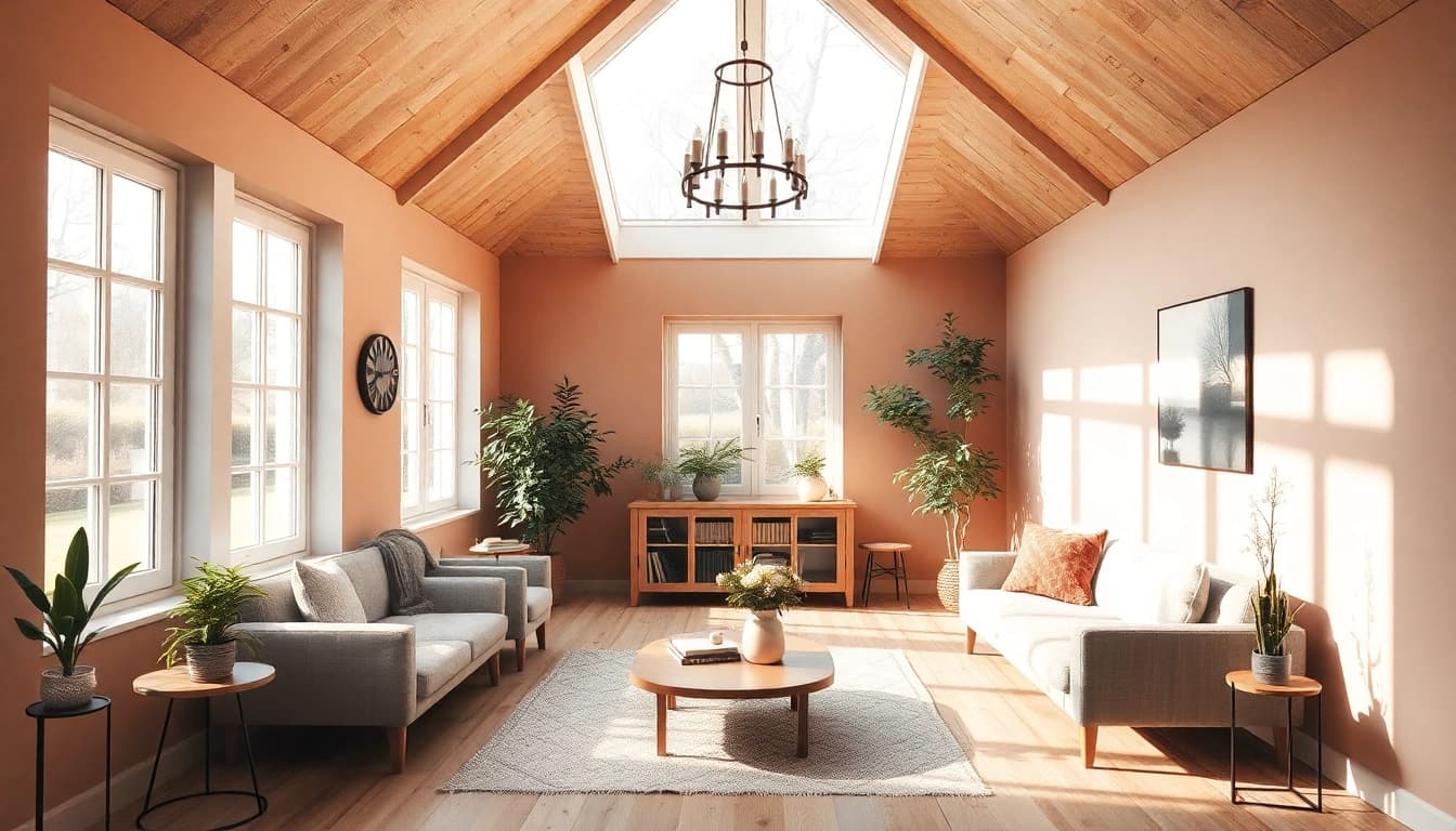 Stimmungsvolles Raum-Design für Hausrenovierung mit harmonischen Farben und stilvollen Möbeln.