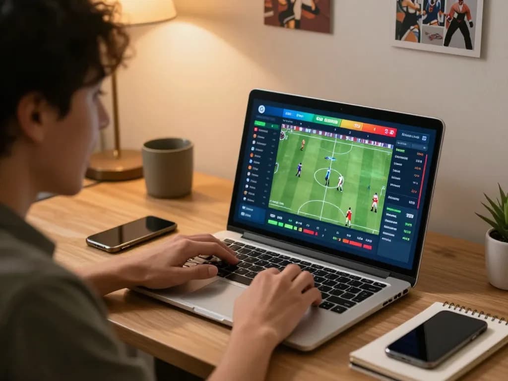 Place bets on mk8 using a laptop in an engaging online sports betting scenario.