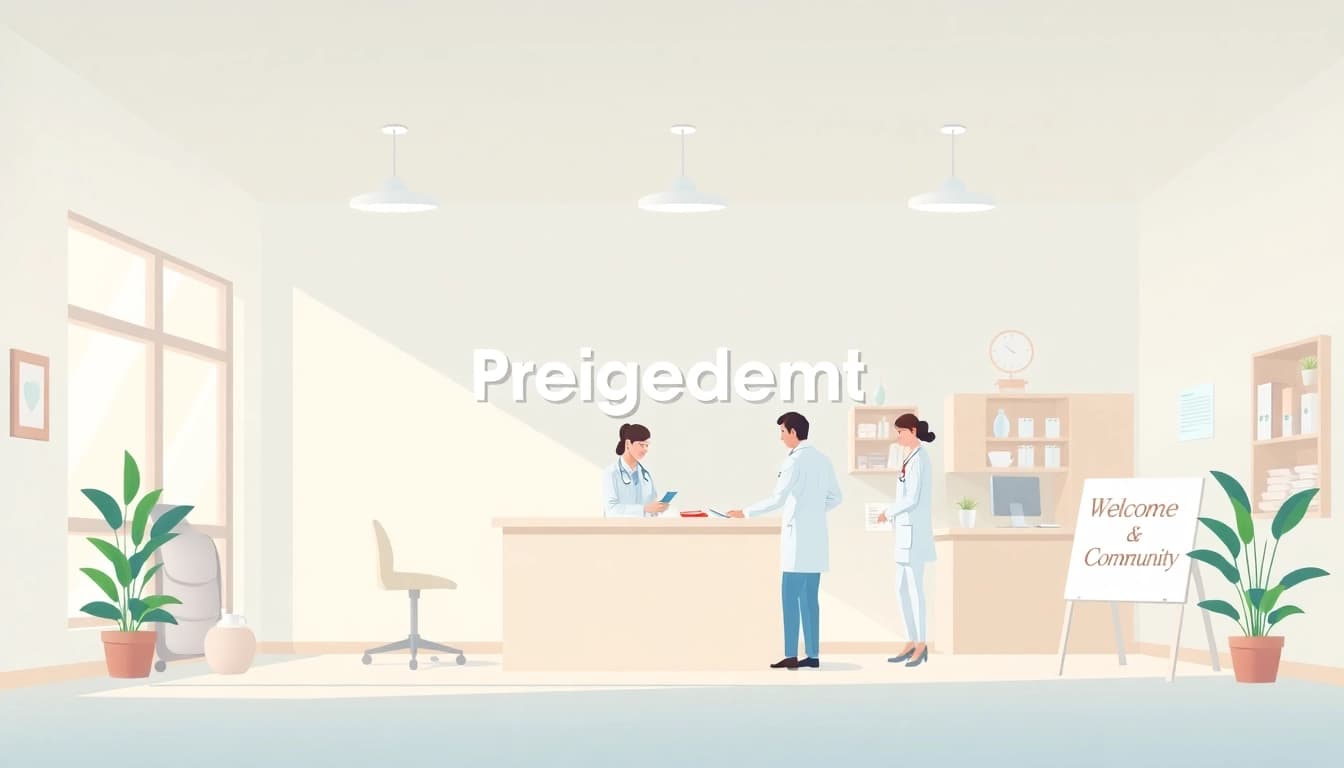 Launching a pflegedienst: A vibrant scene showcasing healthcare professionals collaborating in a welcoming environment.