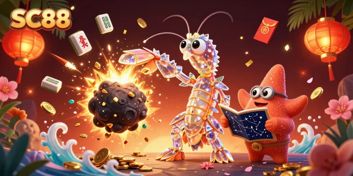 SC88 showcases a thrilling casino adventure as a mantis shrimp battles through gem-filled space.
