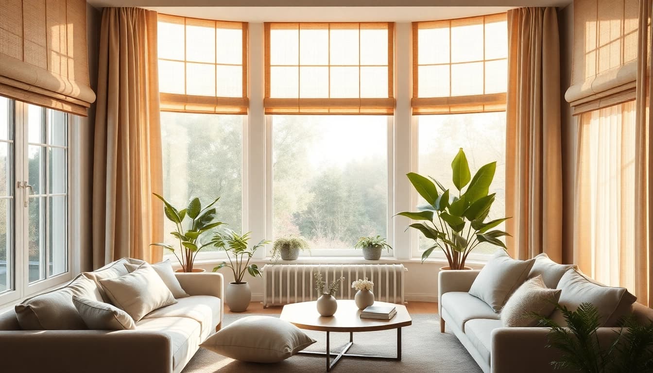 Gestalte Plissee nach Maß, perfekt in einem eleganten Wohnraum mit natürlichem Licht.