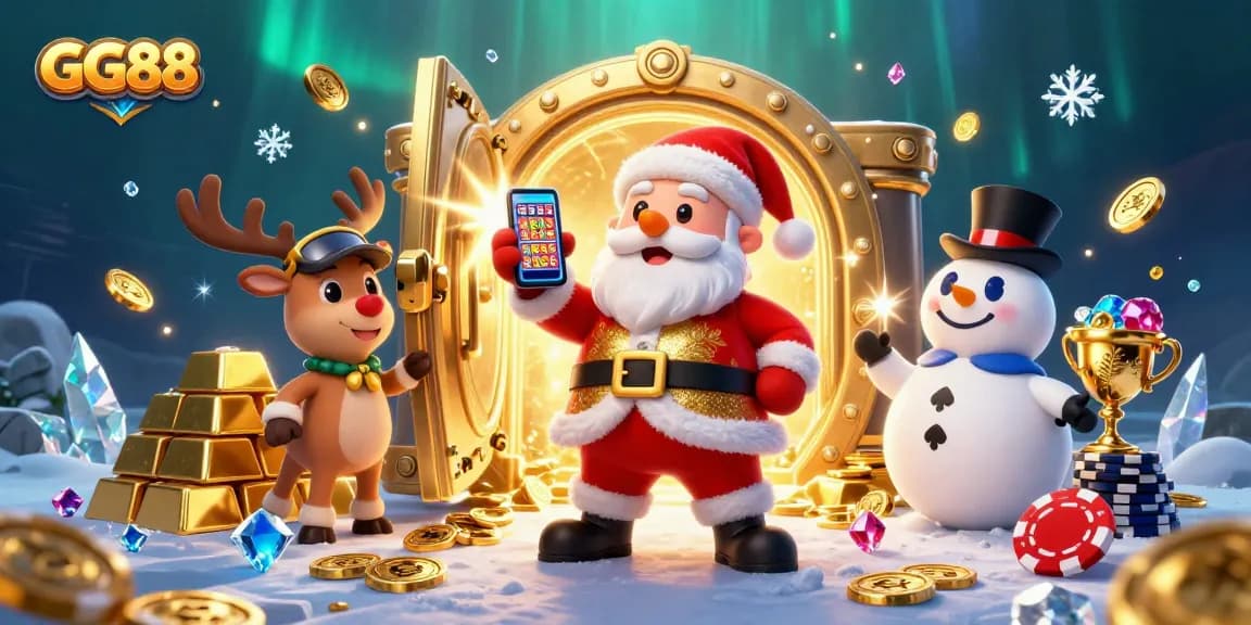 Experience the thrills of GG88 casino, jackpot slots, and vibrant festive themes in a magical scene.