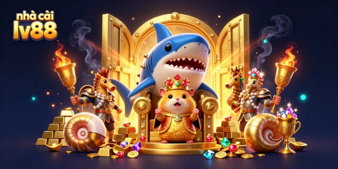 Experience the excitement at nhà cái lv88 with vibrant 3D casino characters in an engaging treasure scene.