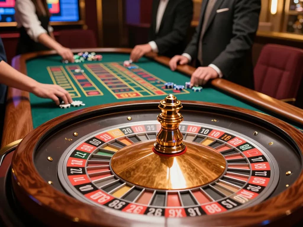 Players engaging in intense roulette action at XX88 casino, dynamic atmosphere highlighting excitement.