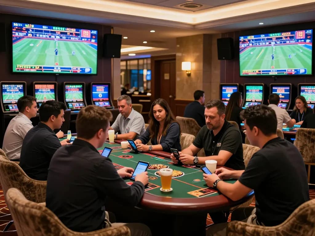Betting excitement at a luxury casino with kèo nhà cái odds on display for sports enthusiasts.