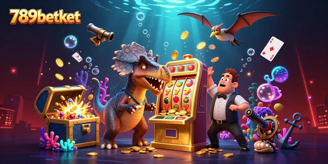 Experience the excitement of 789betket with characters celebrating jackpots amidst underwater treasures!
