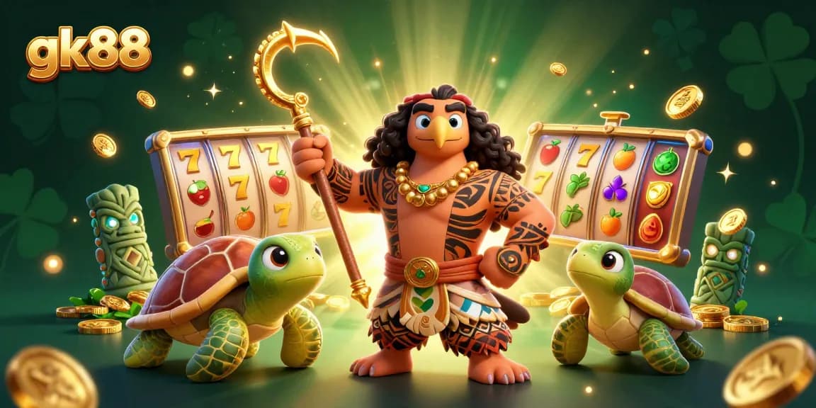Experience the thrill of winning at gk88 with vibrant slot symbols and animated characters.