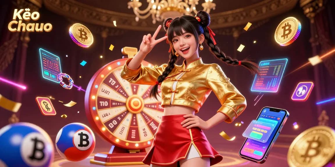 Experience the excitement of Ko Chu u with vibrant lottery elements and crypto coins in this dynamic scene.