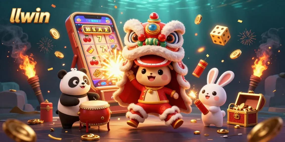 Experience the thrilling llwin action with a dynamic lion dance, festive characters, and explosive casino games!