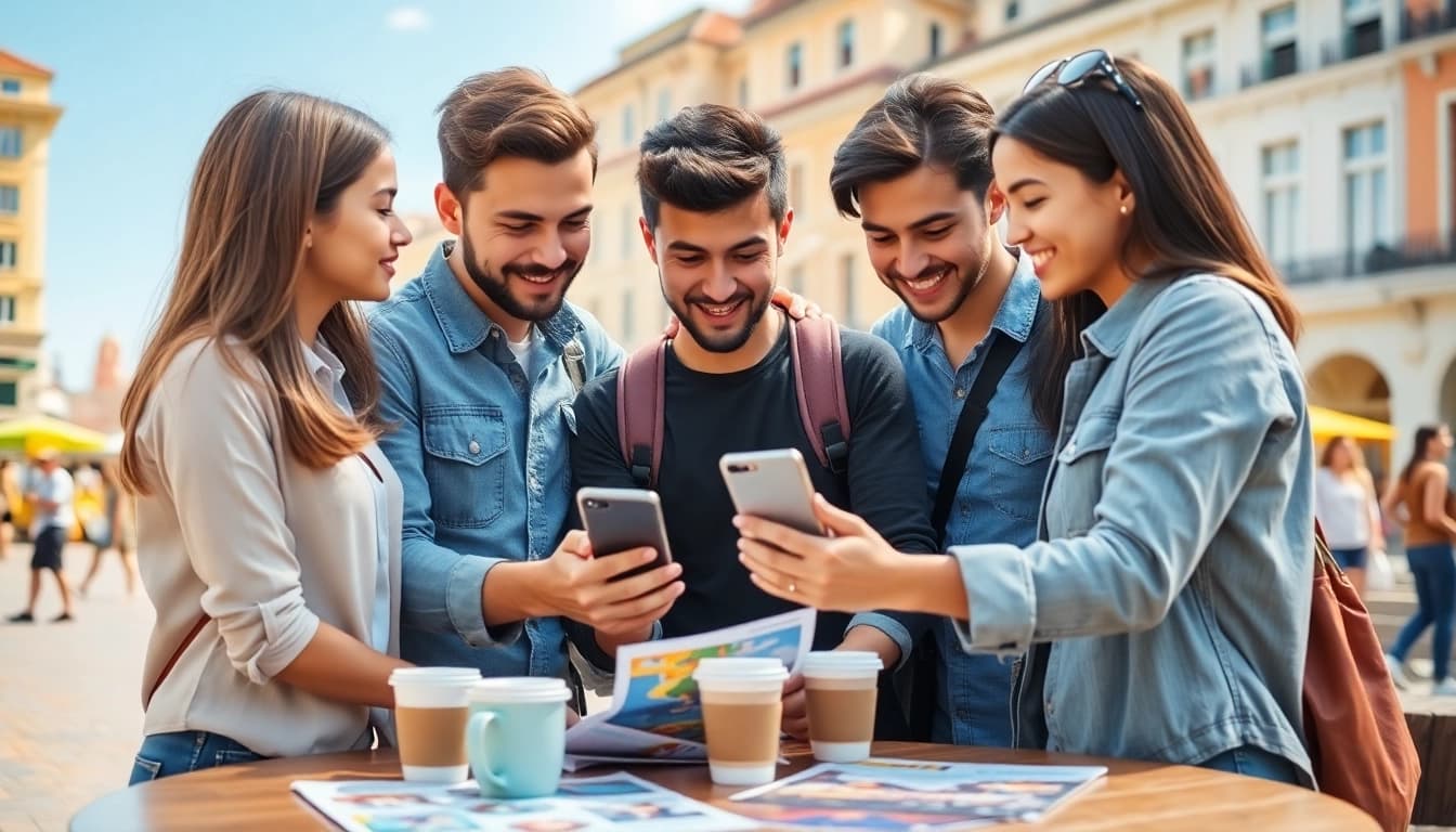Reisepartner finden app ermöglicht die Verbindung zu Gleichgesinnten in einer lebhaften Stadt.