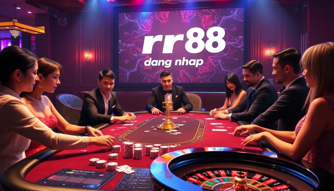 Engage in exciting gameplay with rr88 dang nhap at a luxury casino table featuring poker chips and cards.