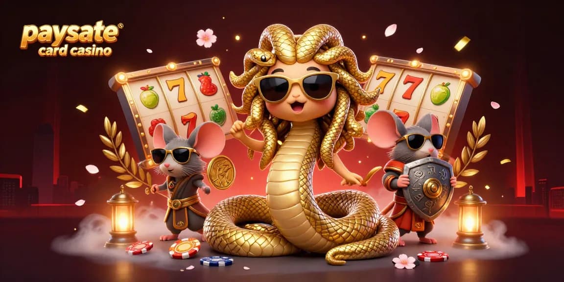 Erleben Sie Aufregung mit einem Paysafe Card Casino, das Medusa und eine Kriegermaus in einer lebhaften 3D-Szene zeigt.