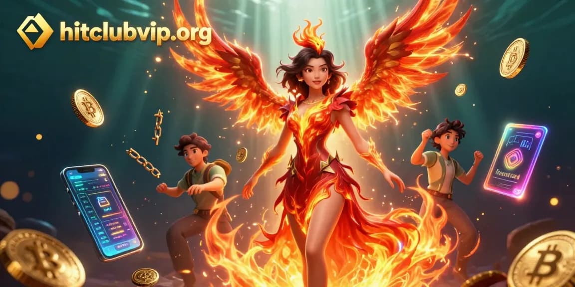 Experience thrilling gaming at hitclubvip org with vibrant 3D casino illustration showcasing a powerful woman and magical elements.