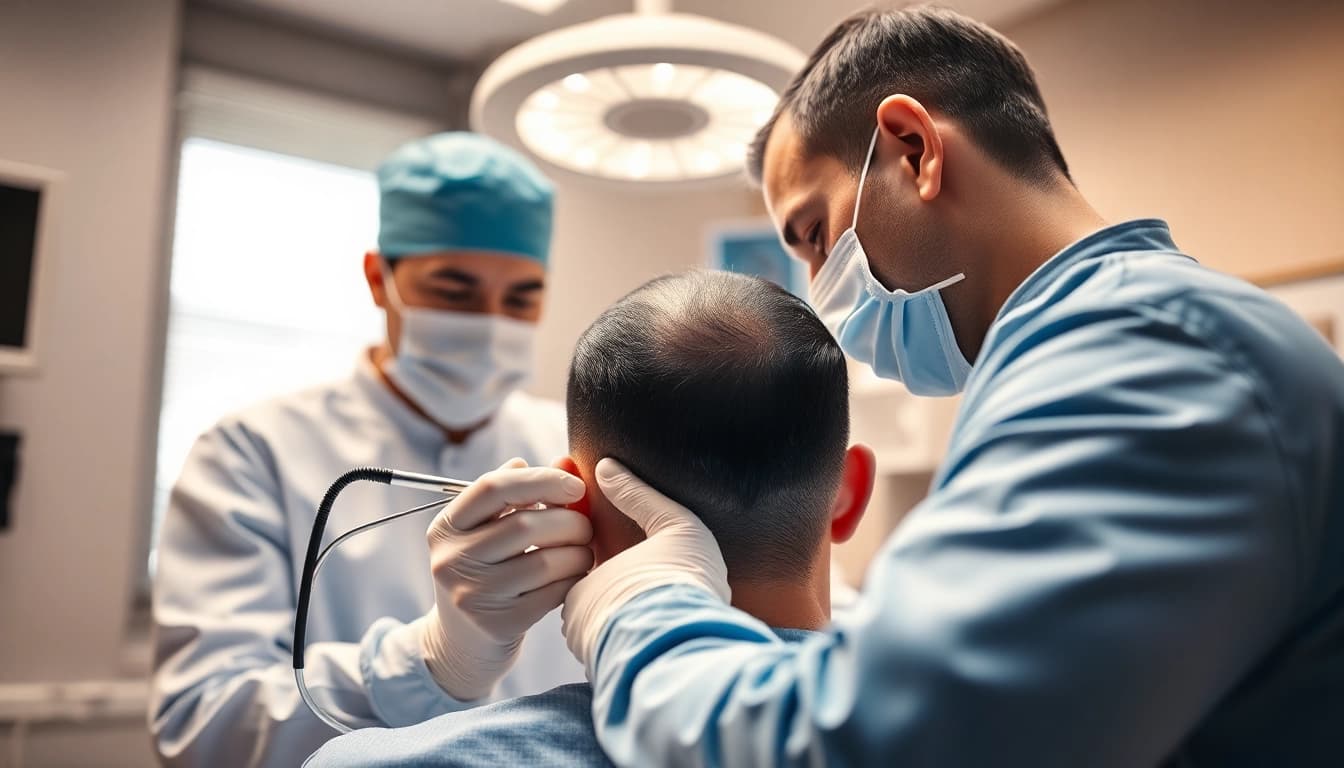 Effiziente Haartransplantation Türkei in moderner Klinik mit präzisen Instrumenten.
