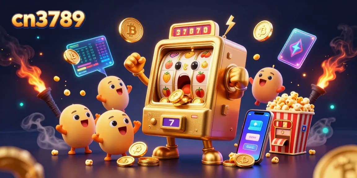 Experience the thrill of cn3789's jackpot celebration with dynamic slot machines and crypto elements!