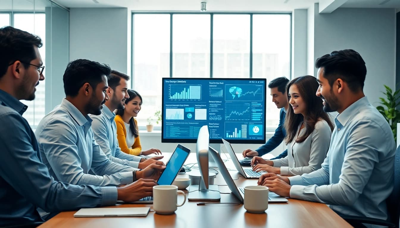 IT Managed Services Magdeburg: Innovative Lösung in einem modernen Büro mit einem engagierten Team.