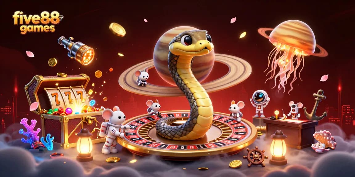 Experience thrilling casino action with five88games in this vibrant cosmic setting.