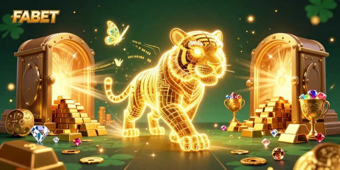 Experience winning thrills in the FABET digital casino with dynamic golden tiger and treasures.