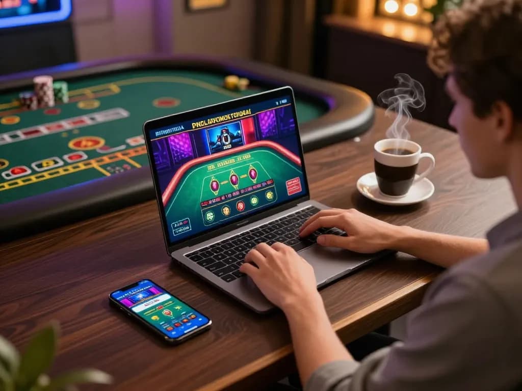 Engaging in online gaming at lv 88 with live casino action on the laptop screen.