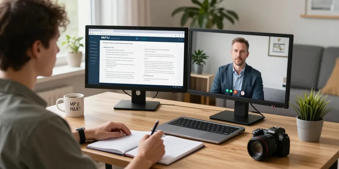 Engagierte Person in einer Online-Session zur MPU-Vorbereitung mit einem Verkehrspsychologen, die eine personalisierte Vorbereitungsreise zeigt.
