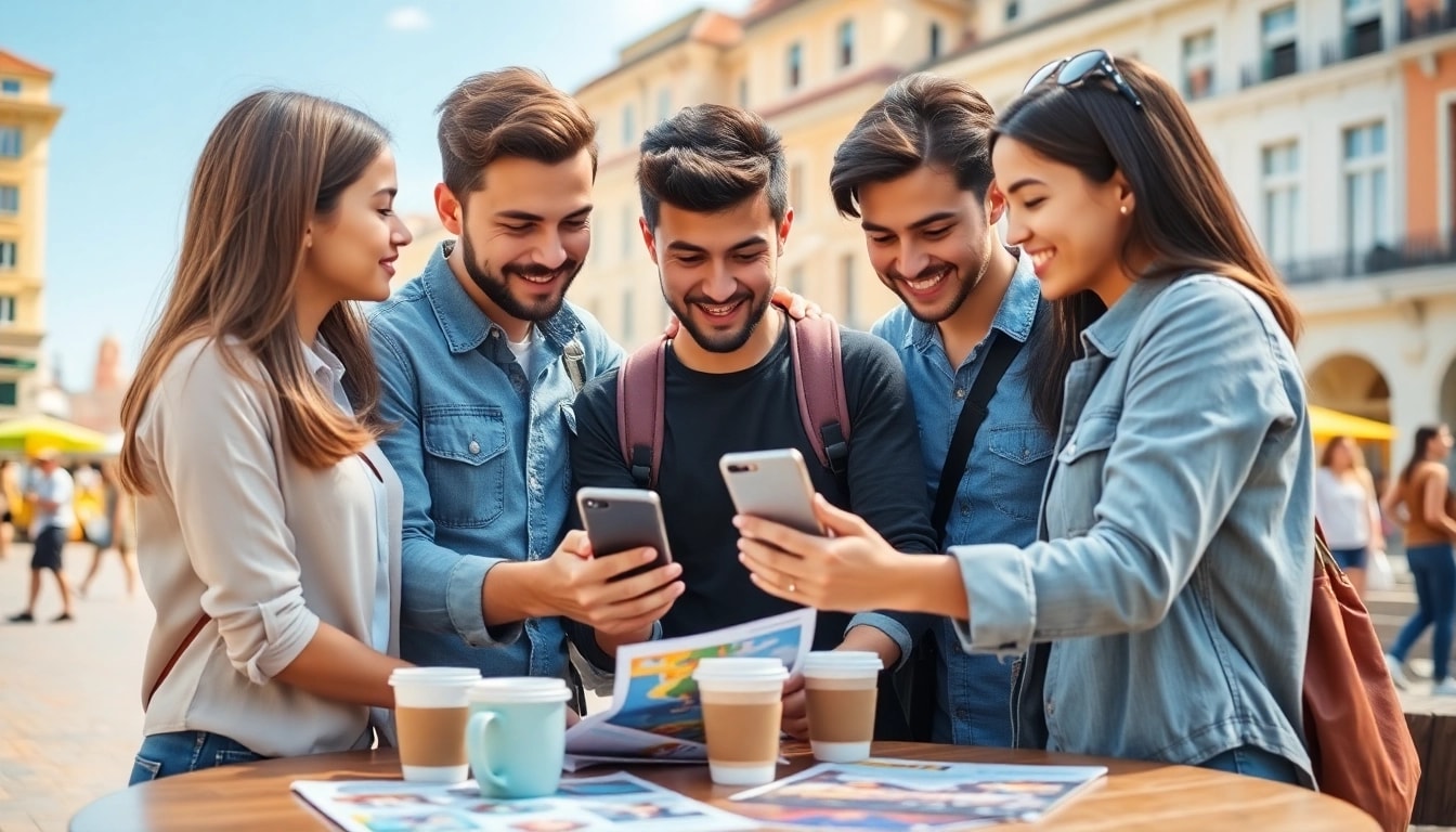 Reisepartner finden app ermöglicht die Verbindung zu Gleichgesinnten in einer lebhaften Stadt.