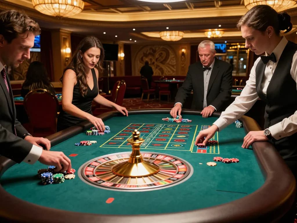 Experience the thrill of TR88 roulette action amidst a luxurious casino atmosphere.
