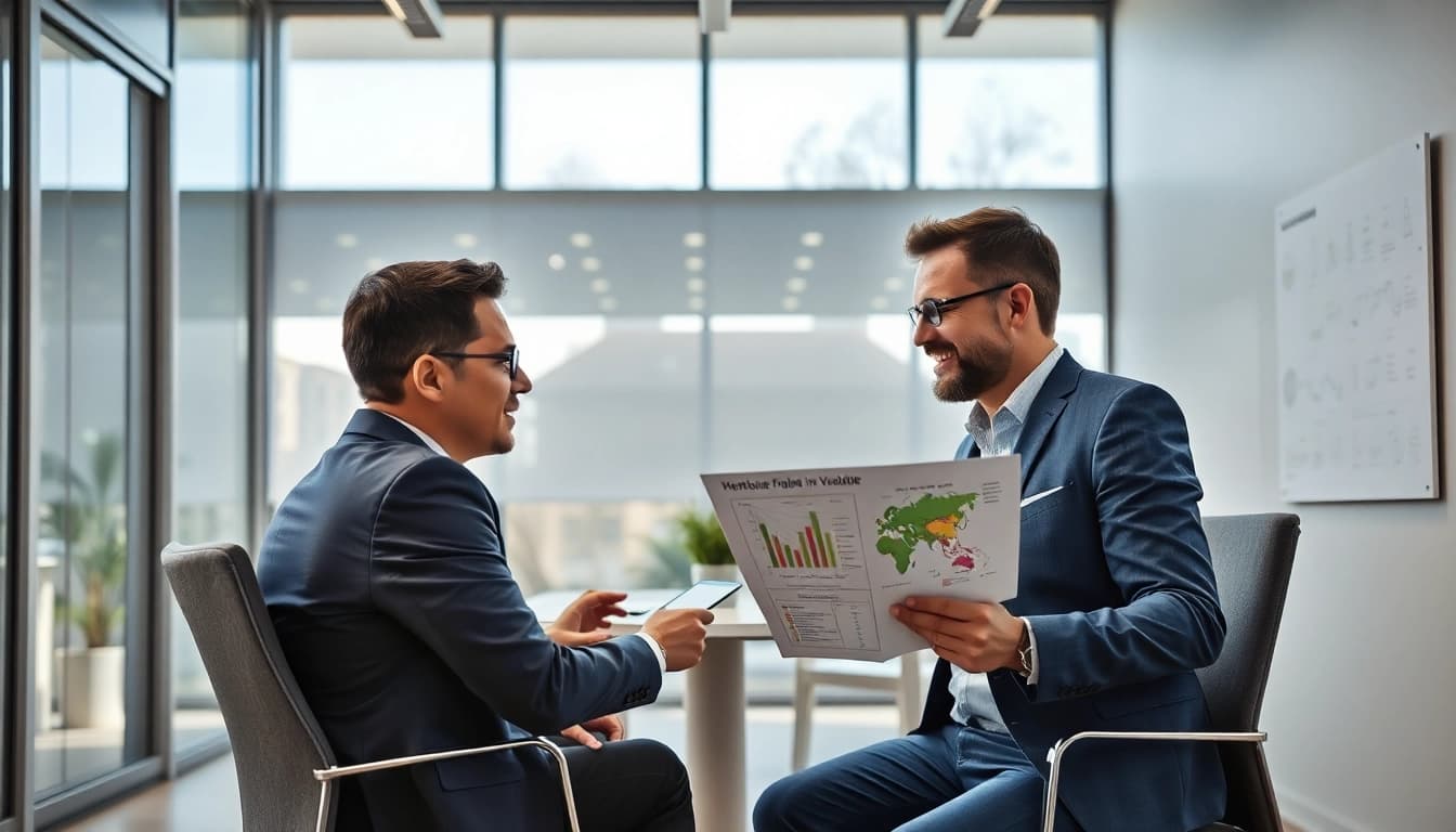 Fachkräfte Vertrieb Headhunter diskutieren Strategien zur Rekrutierung von Top-Verkaufspersönlichkeiten in einem modernen Büroumfeld.