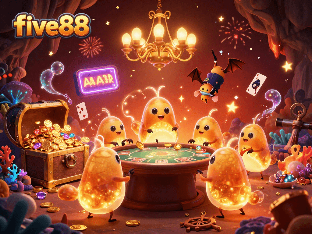 Experience exciting gameplay at five88 with glowing glowworms illuminating a captivating casino scene.