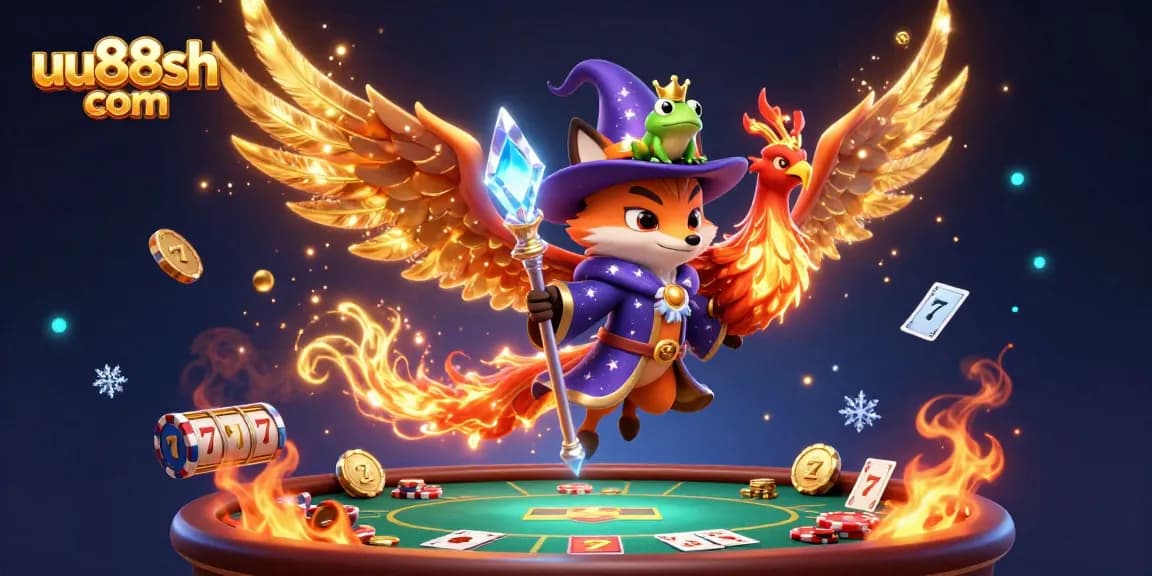 Experience casino magic with uu88sh com in a vibrant 3D casino scene filled with excitement.