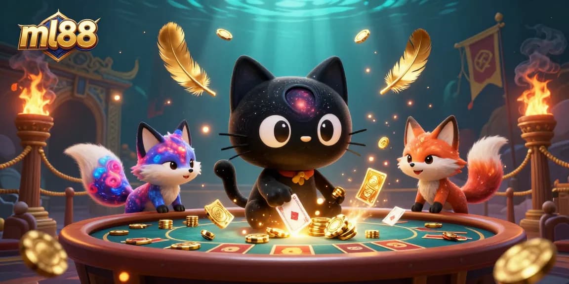 Experience thrilling gameplay with ml88's cosmic casino featuring a black hole cat and nebula fox.