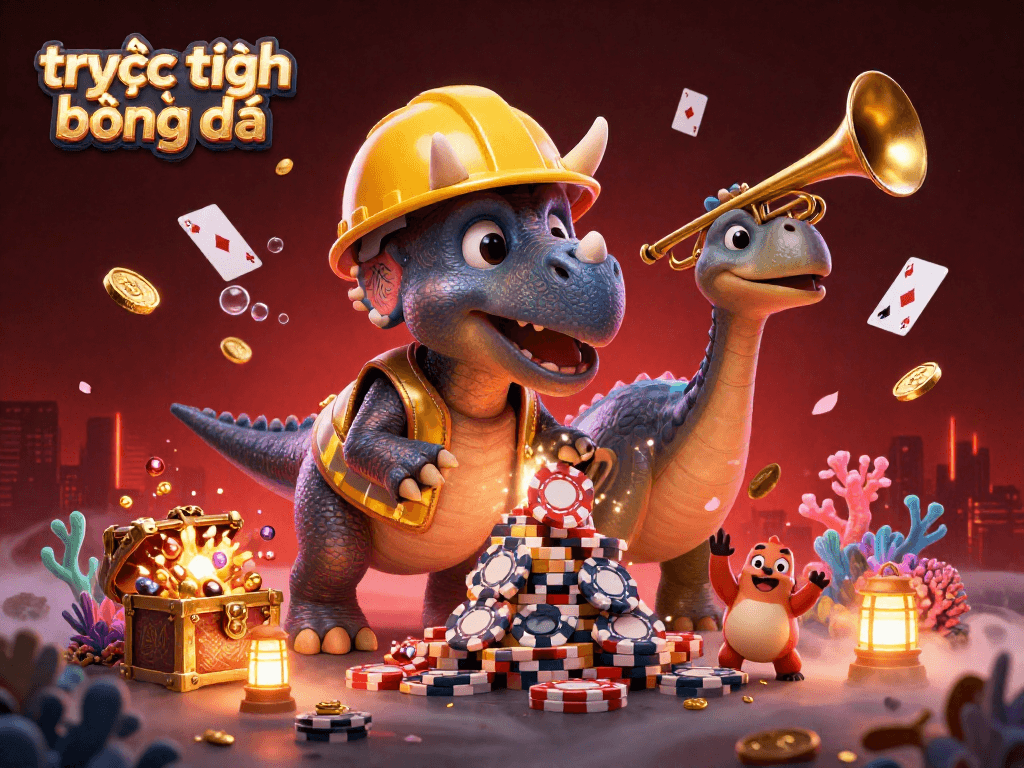 Experience trực tiếp bóng đá with a celebration of 3D characters creating excitement around gaming elements.