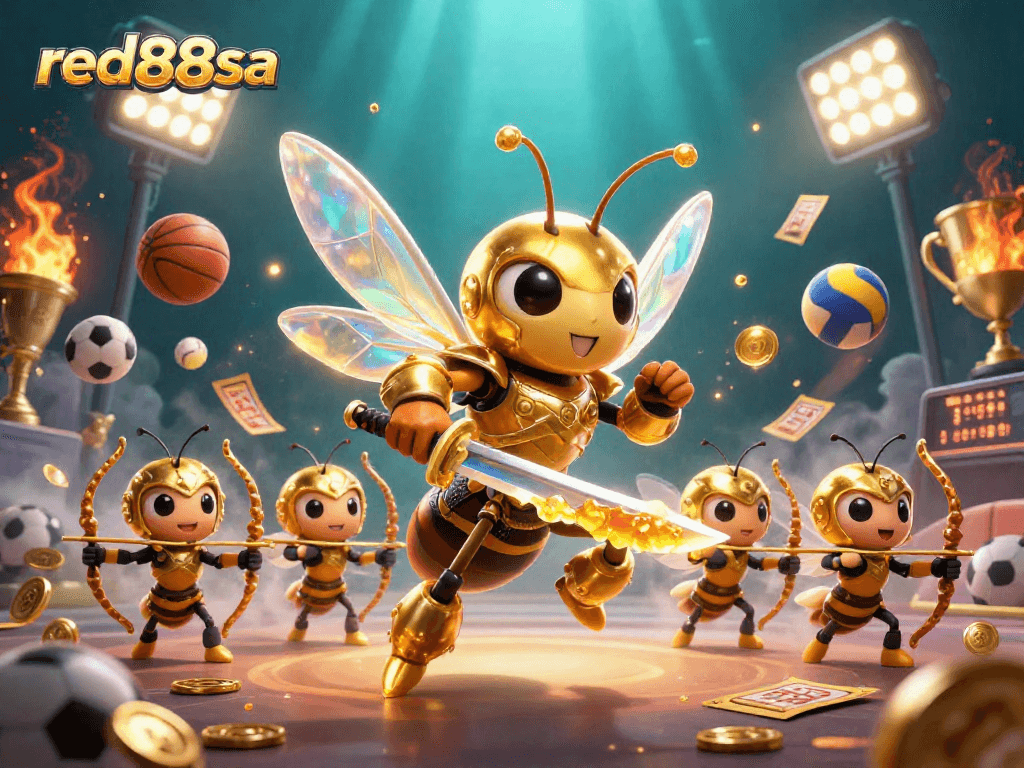 Bet on thrilling sports action with red88sa, showcasing dynamic games, trophies, and winning moments.