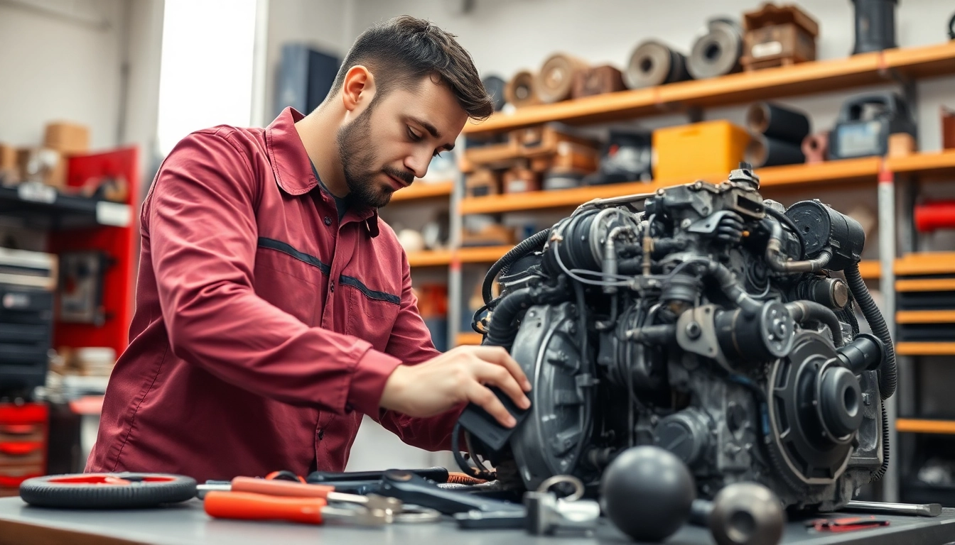 Motorschaden Ankauf: Mechaniker überprüft beschädigten Motor in Werkstatt.