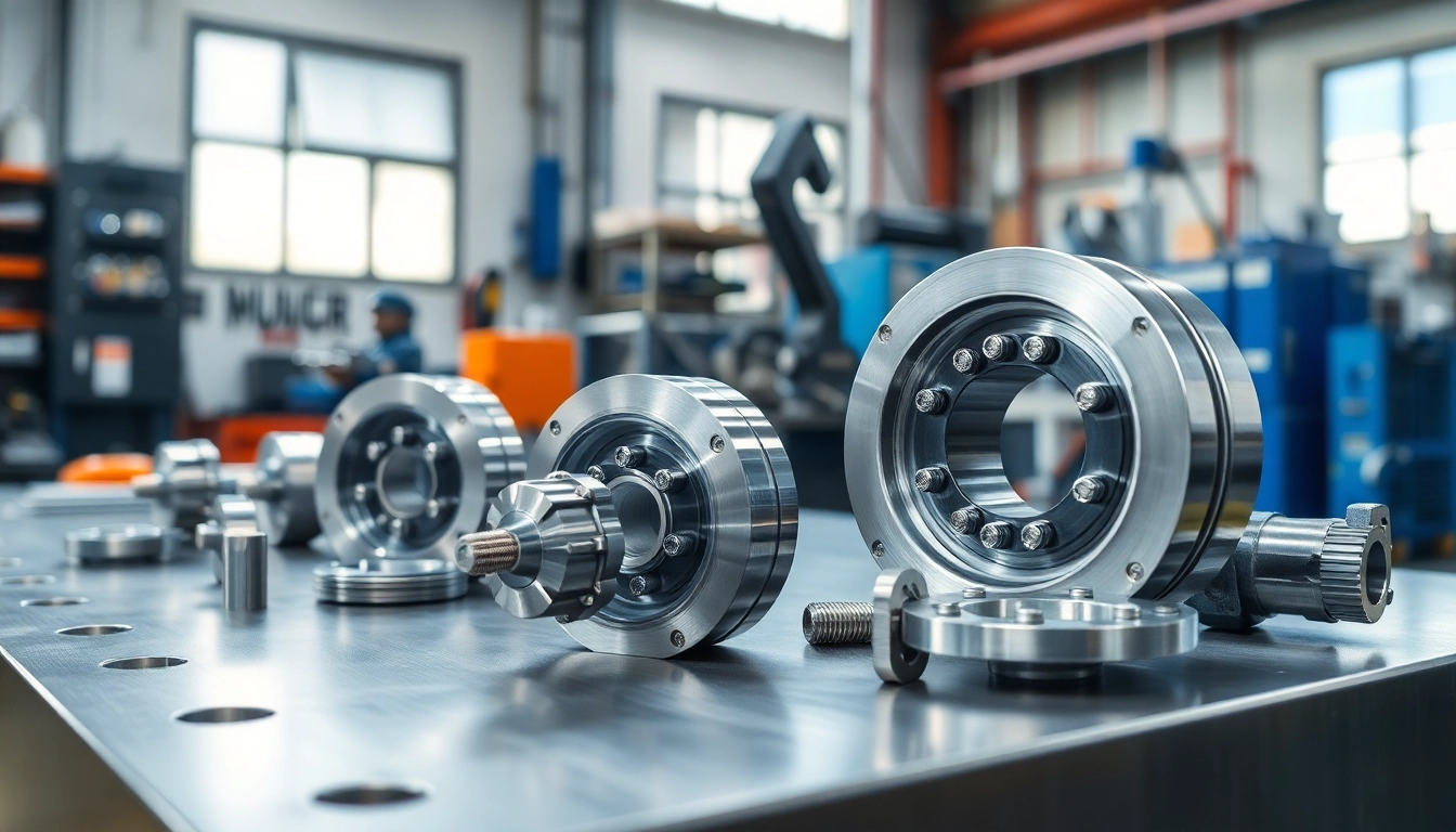 Drehteile in einer präzise gefertigten CNC-Bearbeitung, umgeben von Werkzeugen