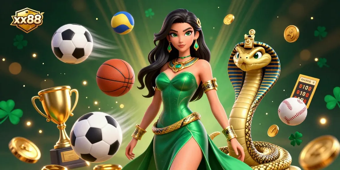 Engage in thrilling sports betting at xx88 with dynamic illustrations of games, bets, and prizes.