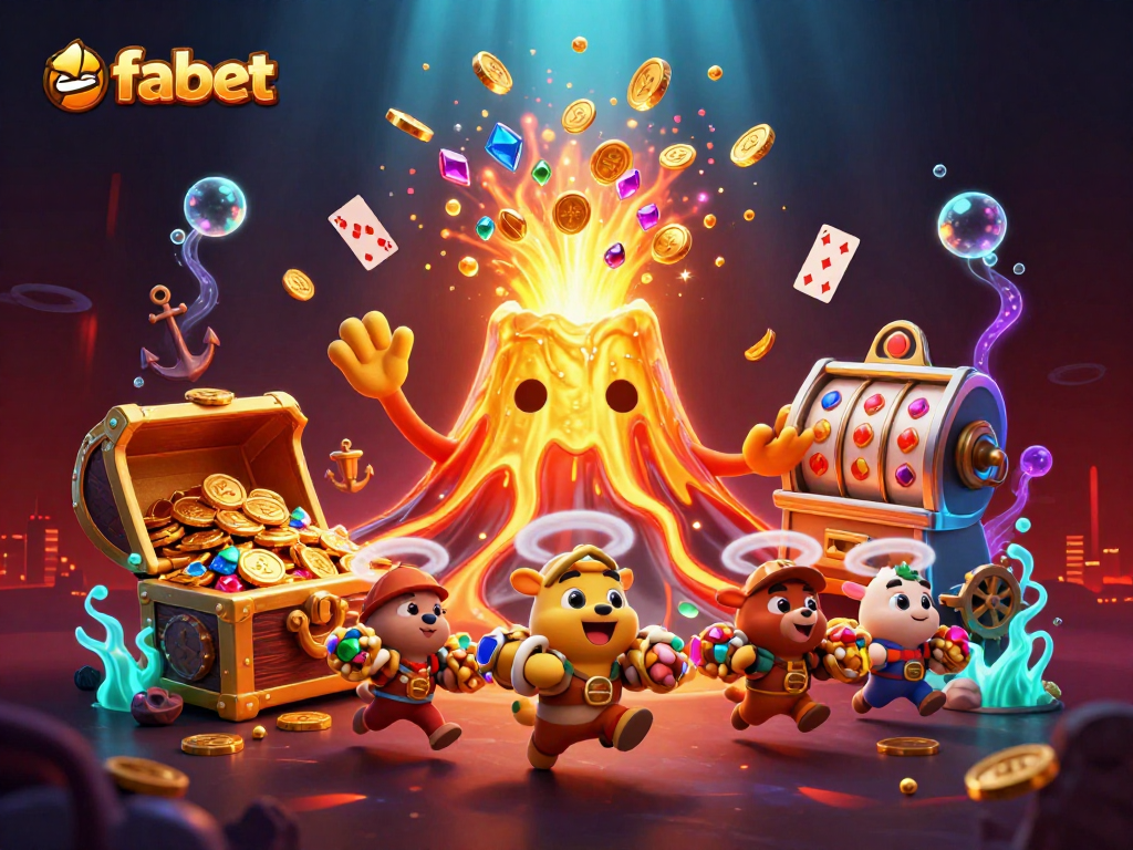 Experience fun and excitement with fabet's captivating casino atmosphere filled with treasures and animated characters.