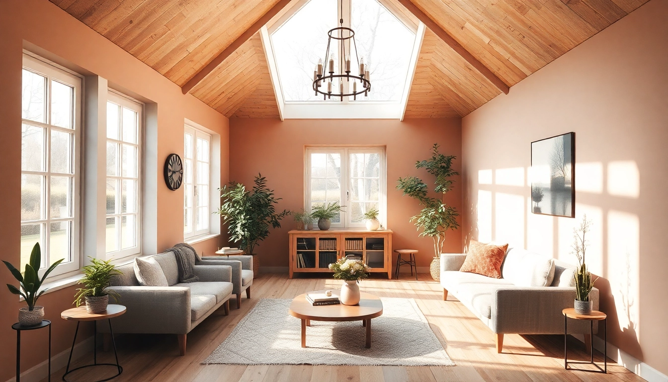 Stimmungsvolles Raum-Design für Hausrenovierung mit harmonischen Farben und stilvollen Möbeln.