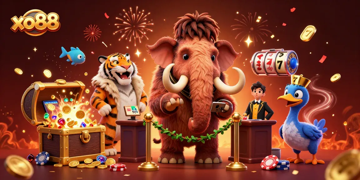 Join the excitement of xo88 with a colorful casino scene featuring vibrant characters and dynamic game elements.
