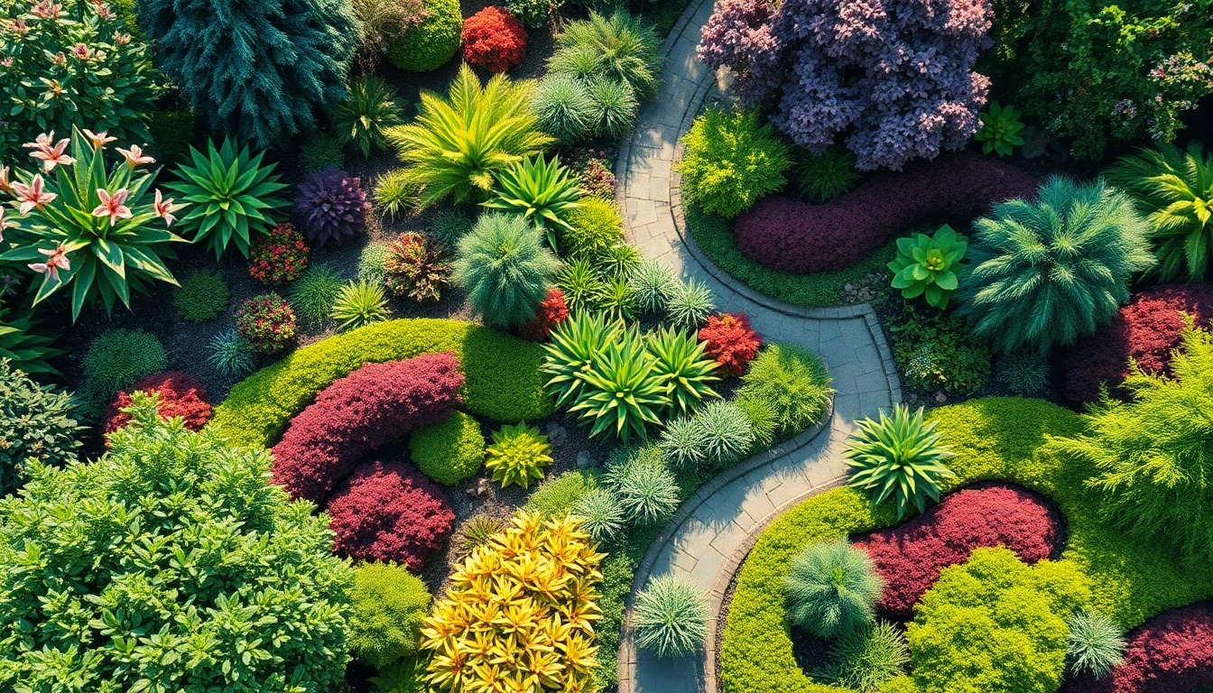 Gartenlandschaftsbau in voller Blüte zeigen, wunderschöne Pflanzen und Garten designs inszenieren.