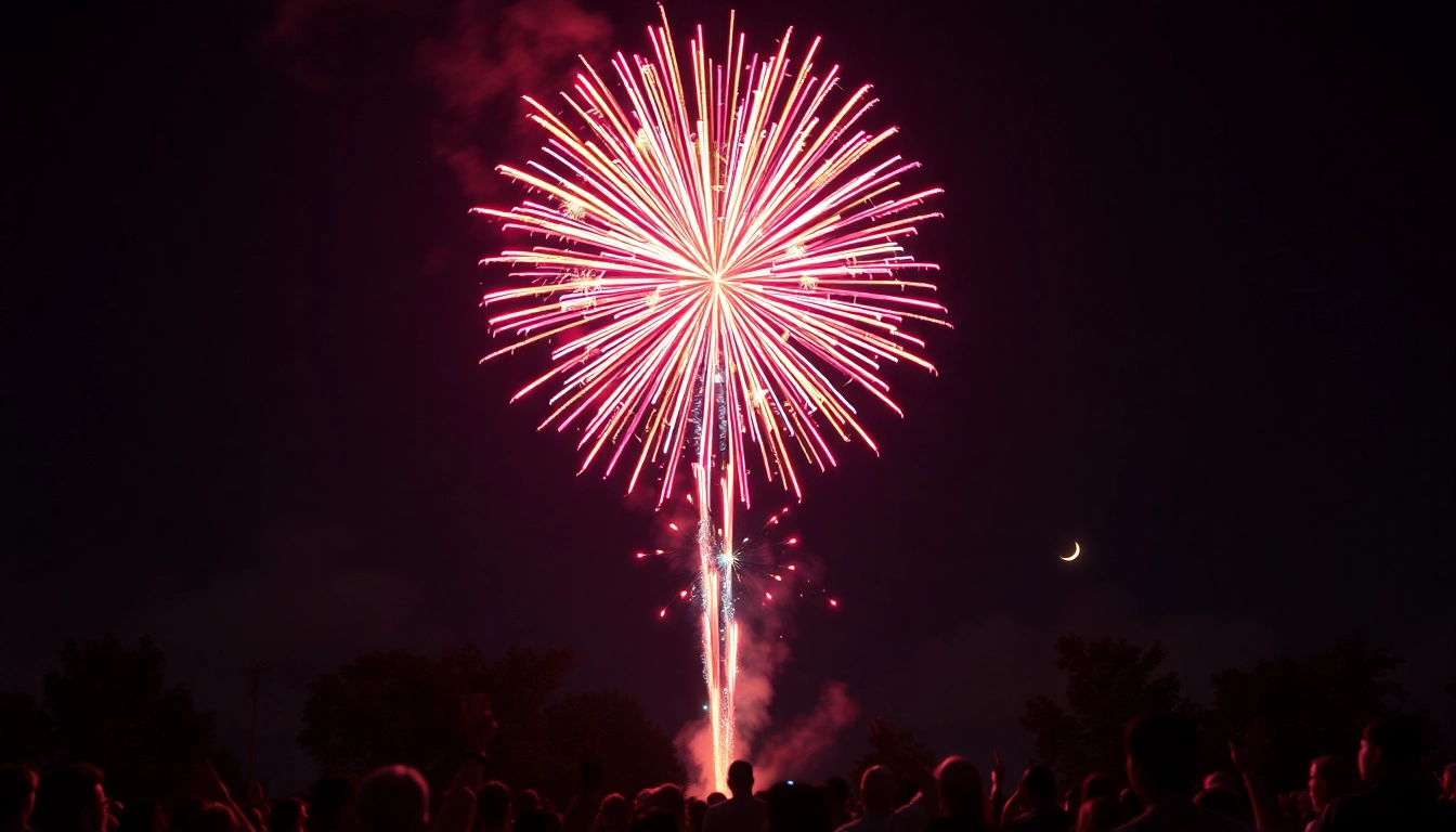Experience dazzling fireworks for sale lighting up the night sky in a spectacular display.