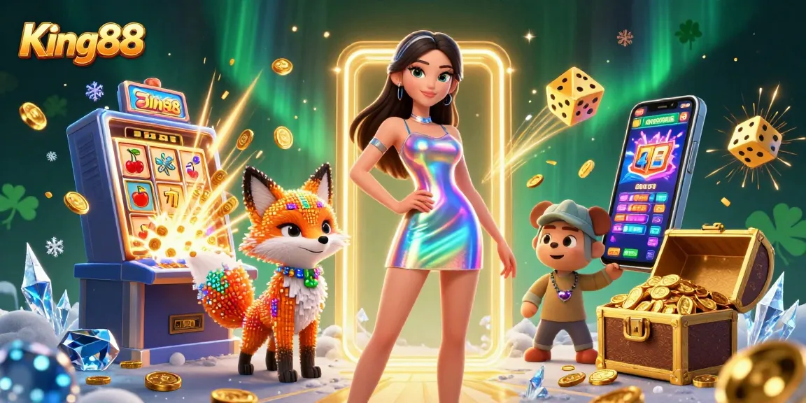 Experience King88's thrilling jackpot explosion with immersive 3D casino visuals and vibrant colors.