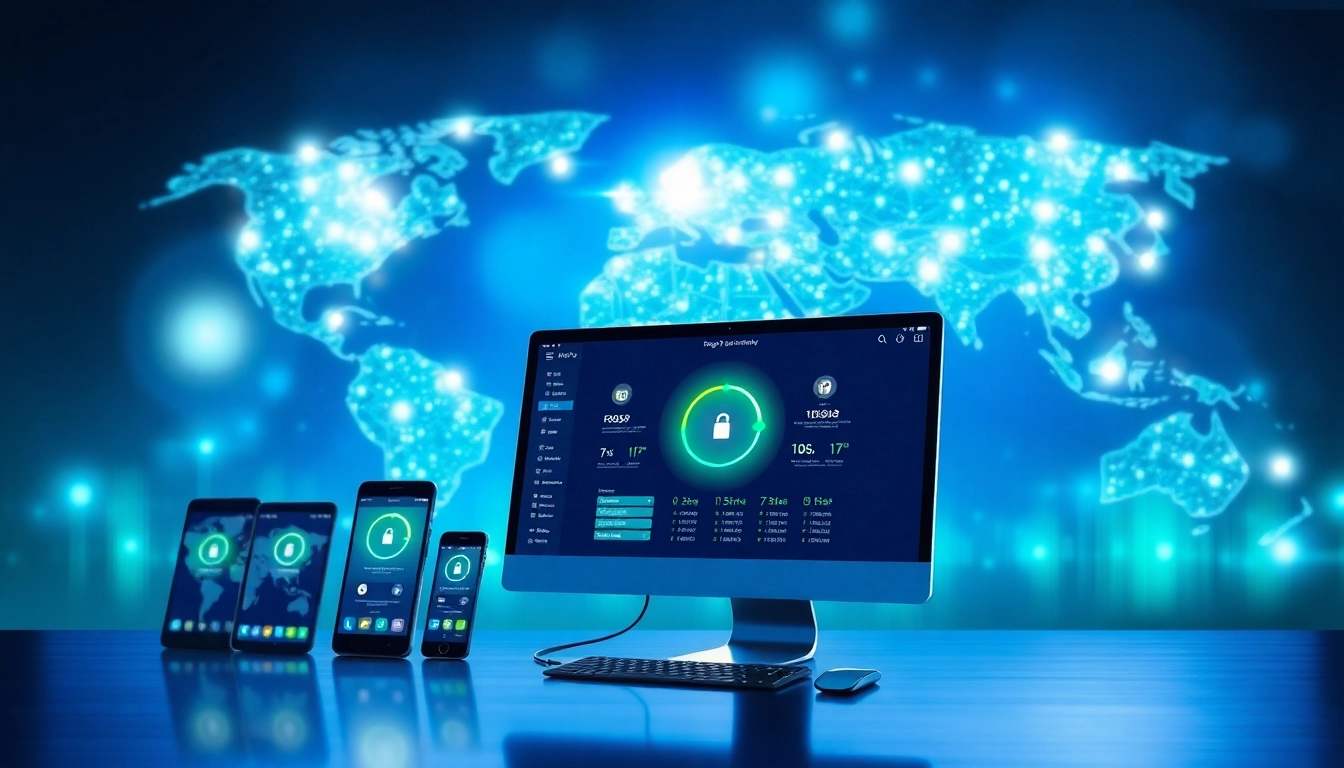 快连官网 showcasing global connectivity with modern devices, symbolizing advanced internet access.