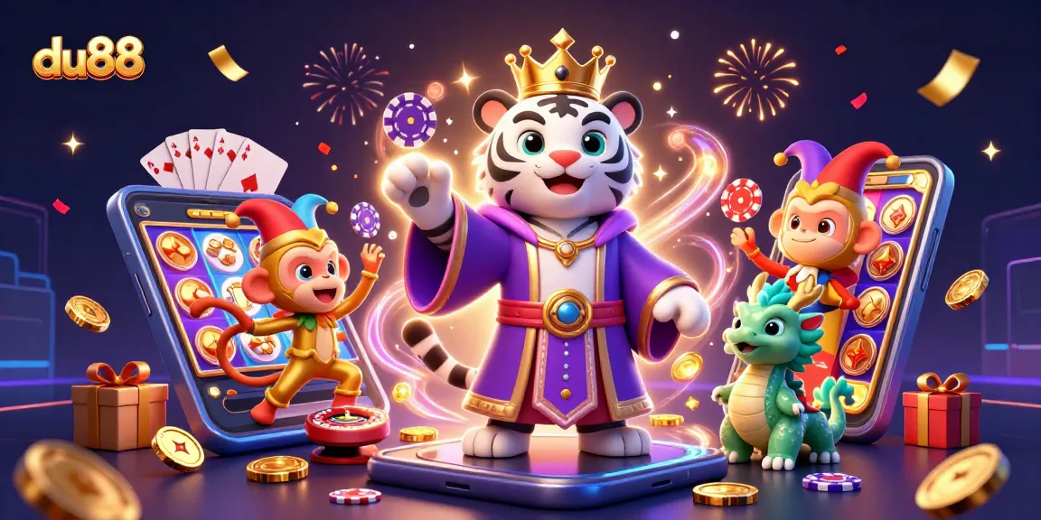 Engage with exciting du88 gaming experiences, featuring vibrant characters and dynamic casino elements.