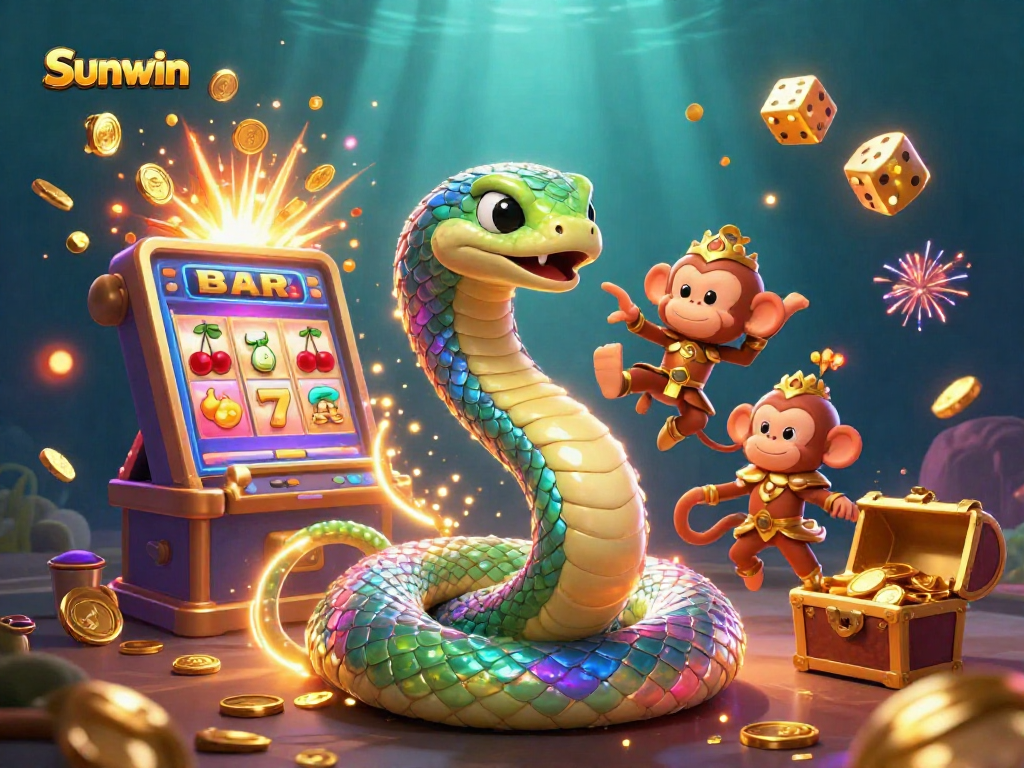 Experience the vibrant world of Sunwin as the rainbow serpent and monkey king bring luck and excitement
