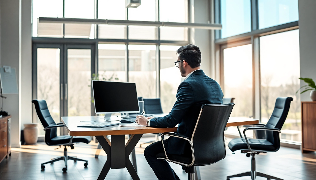 Headhunter Kiel in einem modernen Büro, der professionell mit einem Klienten spricht.