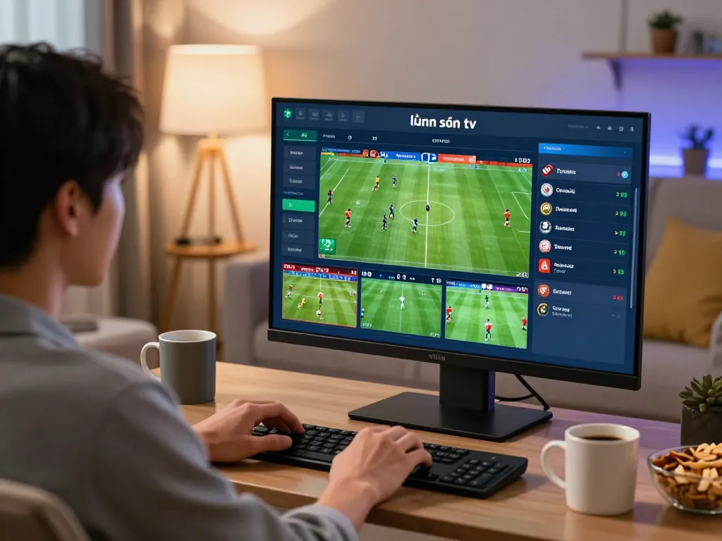 Engaged user placing bets on lương sơn tv sports betting app in a cozy living room.