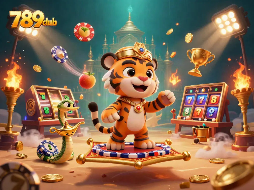 Engage in thrilling gameplay at 789club with a vibrant scene featuring slot reels and rich casino elements.