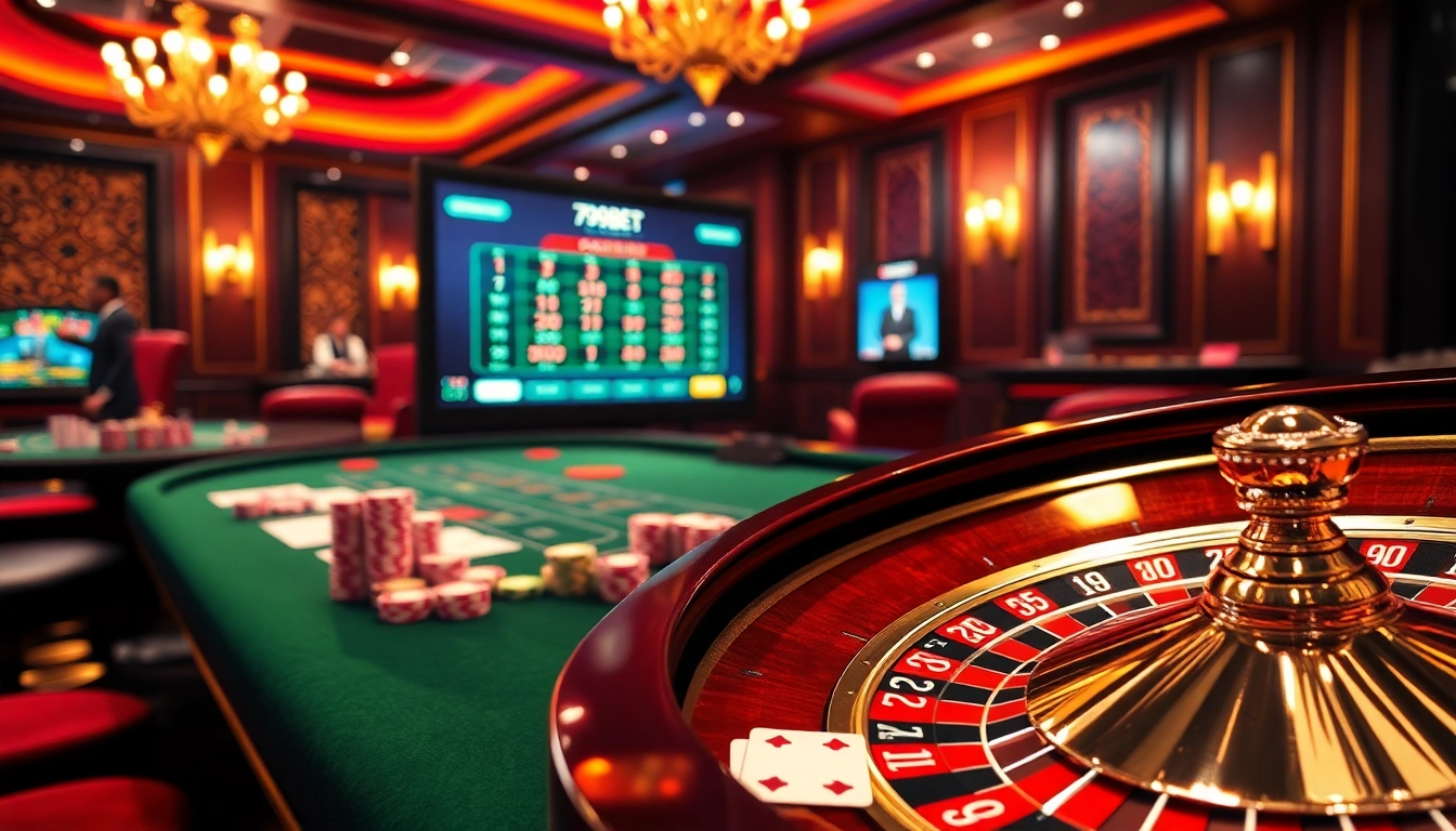 Players engaging in an exciting game at the 789BET online casino, showcasing vibrant poker chips and cards.